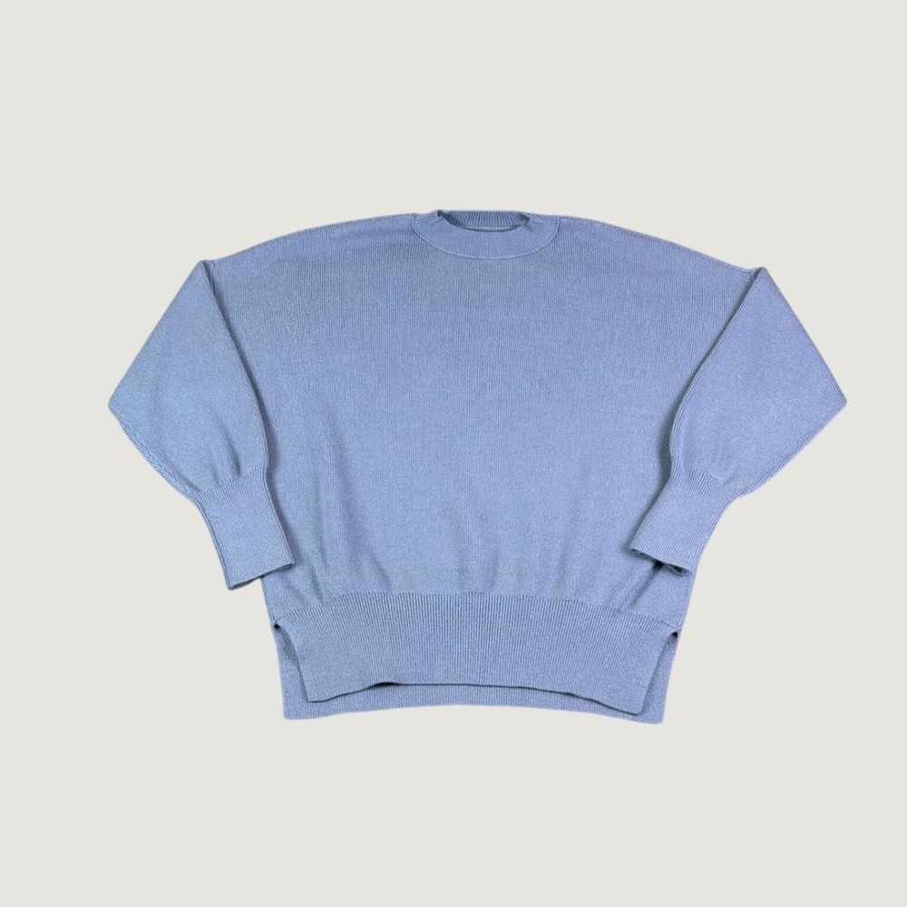 Abercrombie & Fitch A&F Collection Blue Oversized Ribbed Crewneck Sweater XXS